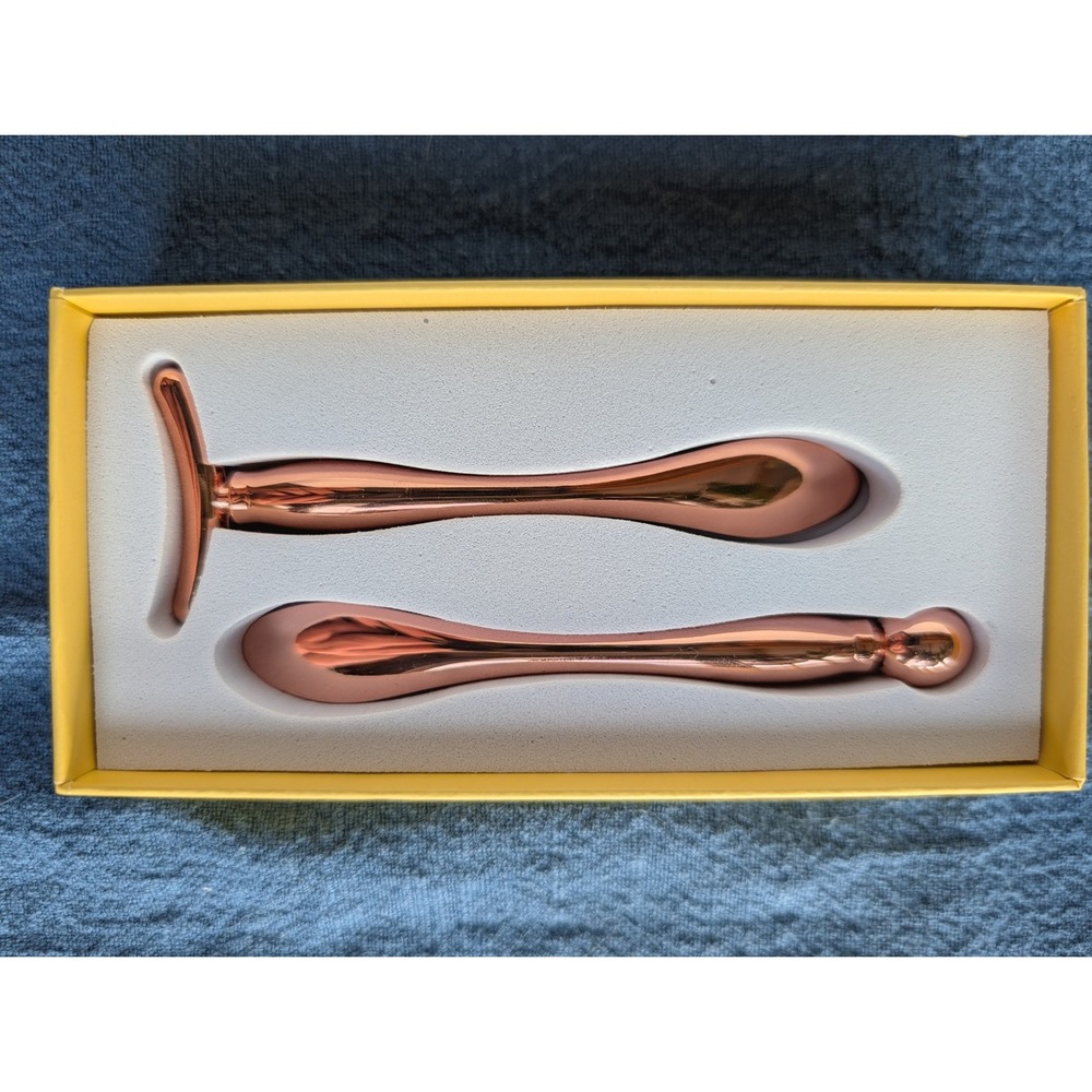 Volition Facial Fitness Kit Face Sculptor & Eye De-Puffer Rose Gold Tone Tools
